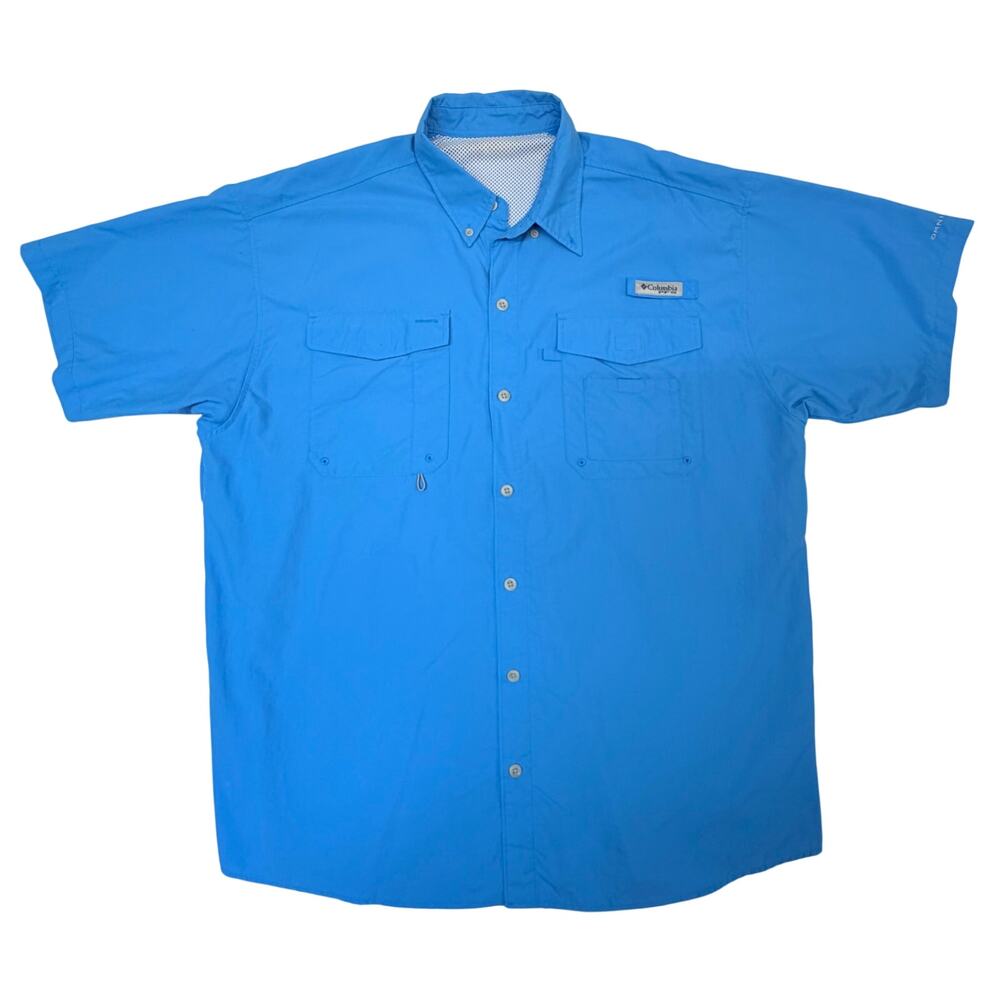 Columbia PFG Omni-Shade Blue Fishing Shirt Men’s XXL Short Sleeve Vented
